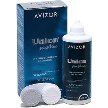 Image of Unica Sensitive Avizor Unica Sensitive - багатофункціональний розчин з додаванням гіалуронової кислоти для щоденного догляду за м'якими контактними лінзами від компанії 